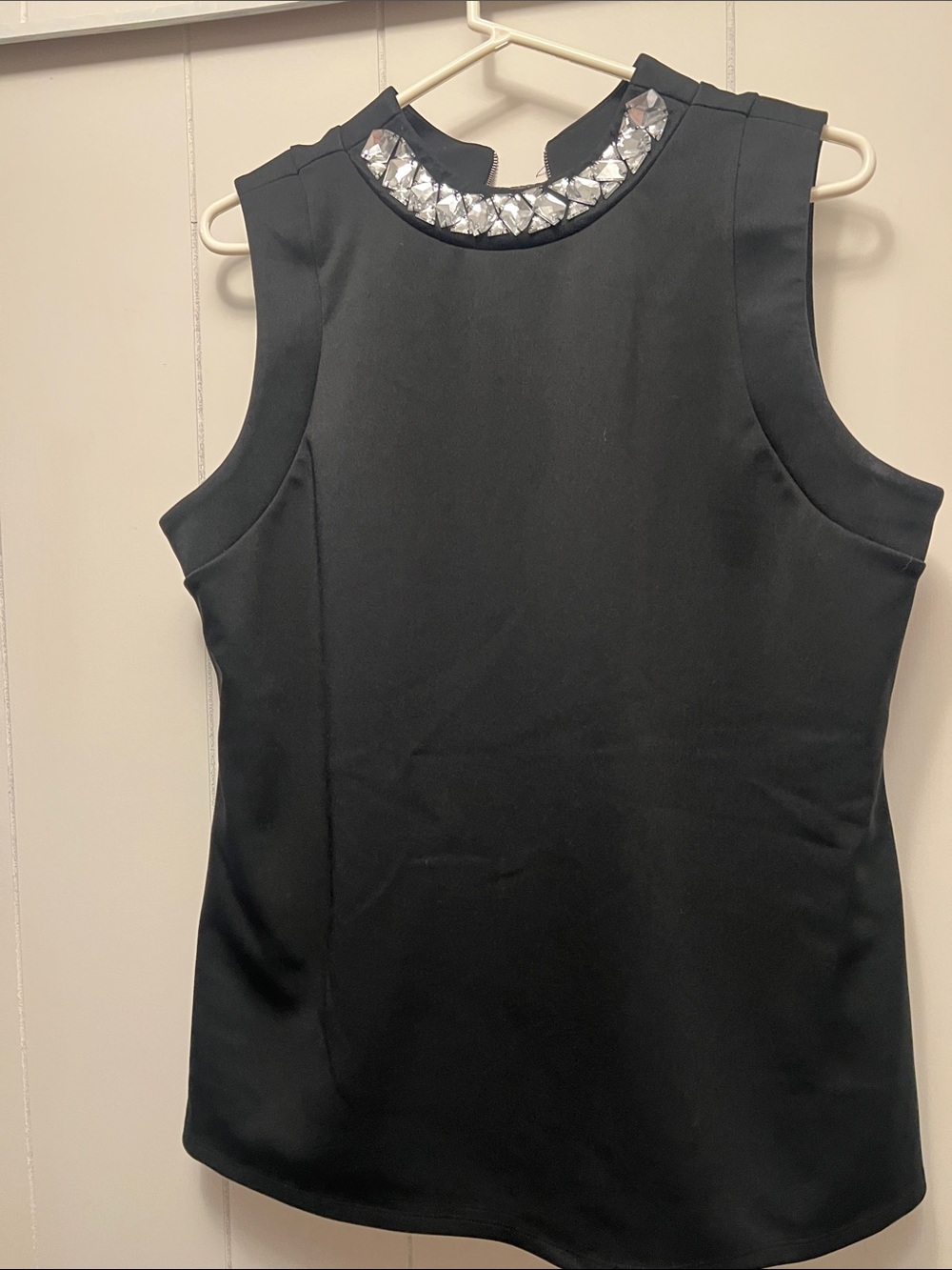 Worthington XL Embellished Neck Black Sleeveless Shell Top